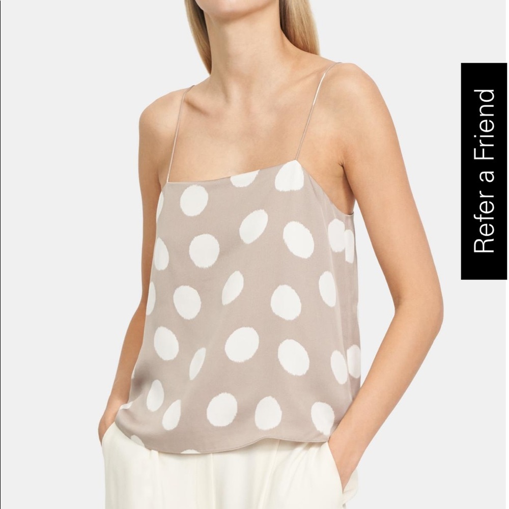 Theory clean tank in large dot silk - small